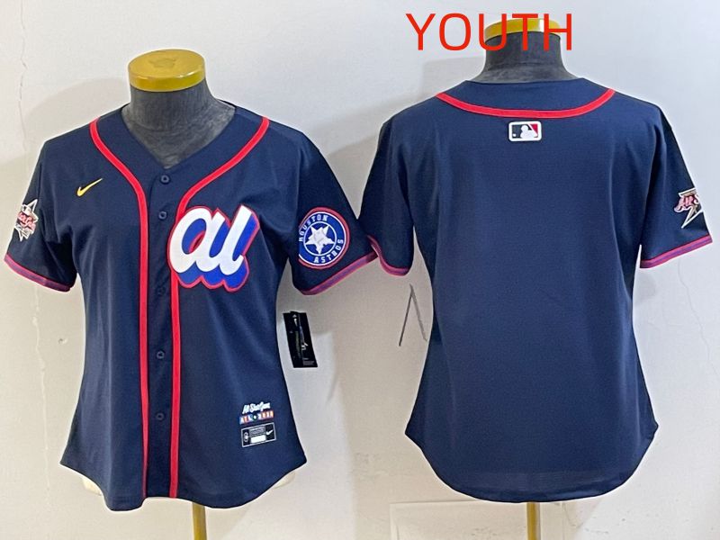 Youth 2025 Houston Astros Blank Drak Blue All star Nike MLB Jersey style 01